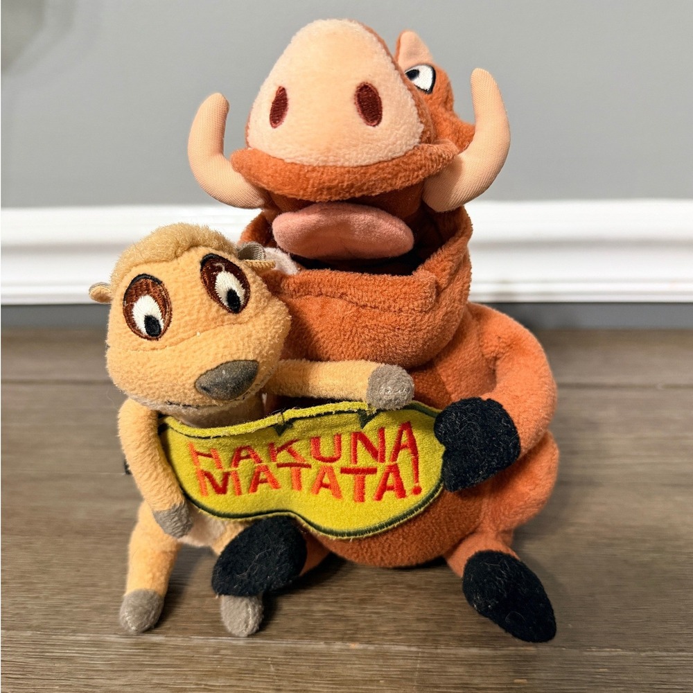 Disney Parks Lion King Timon and Pumbaa Hakuna Matata Plush Stuffed Animal 8"‎